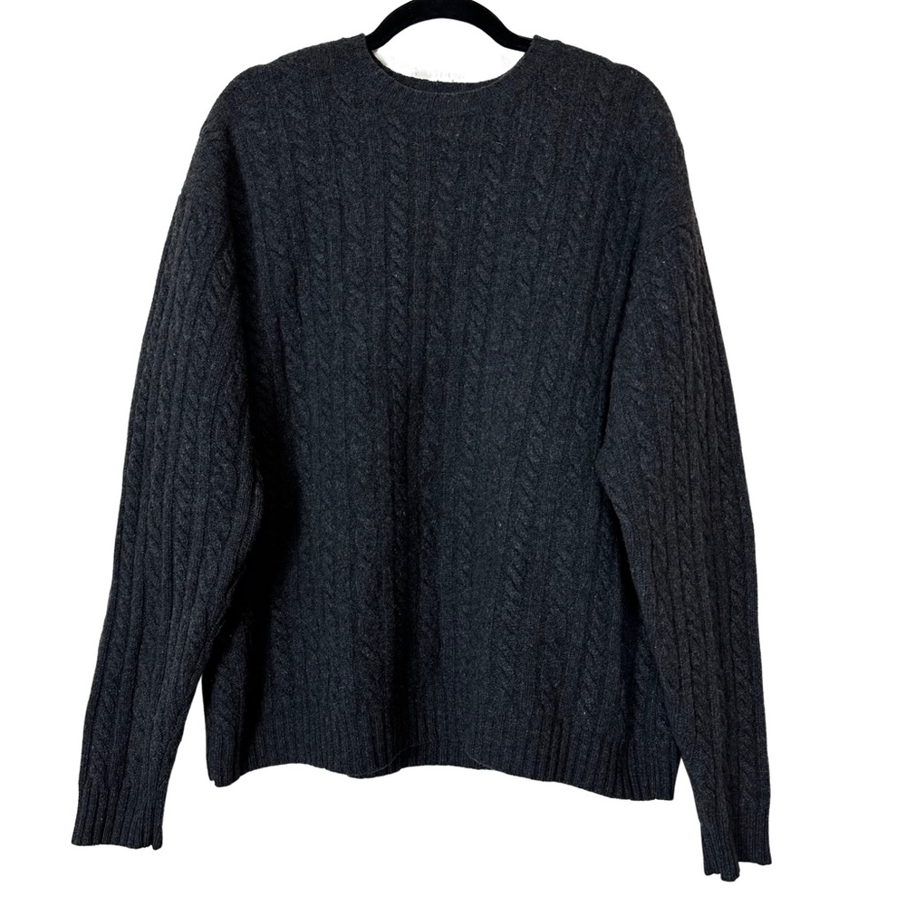 J Crew Gray Cableknit Lambswool Crewneck Long Sleeve Pull On Sweater Mens XL